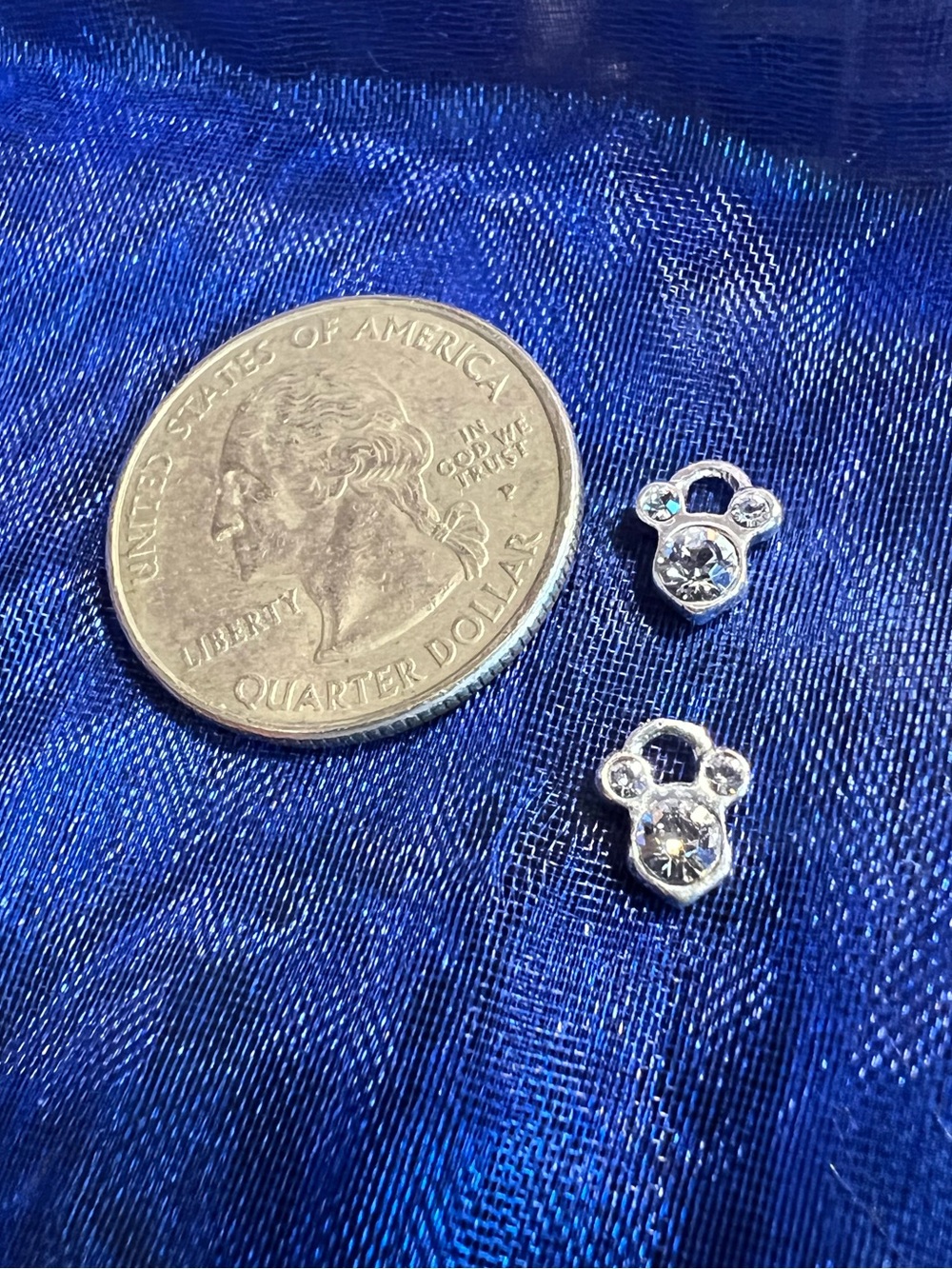 Disney Silver Tone Clear Crystal Mickey Mouse Stud Earrings